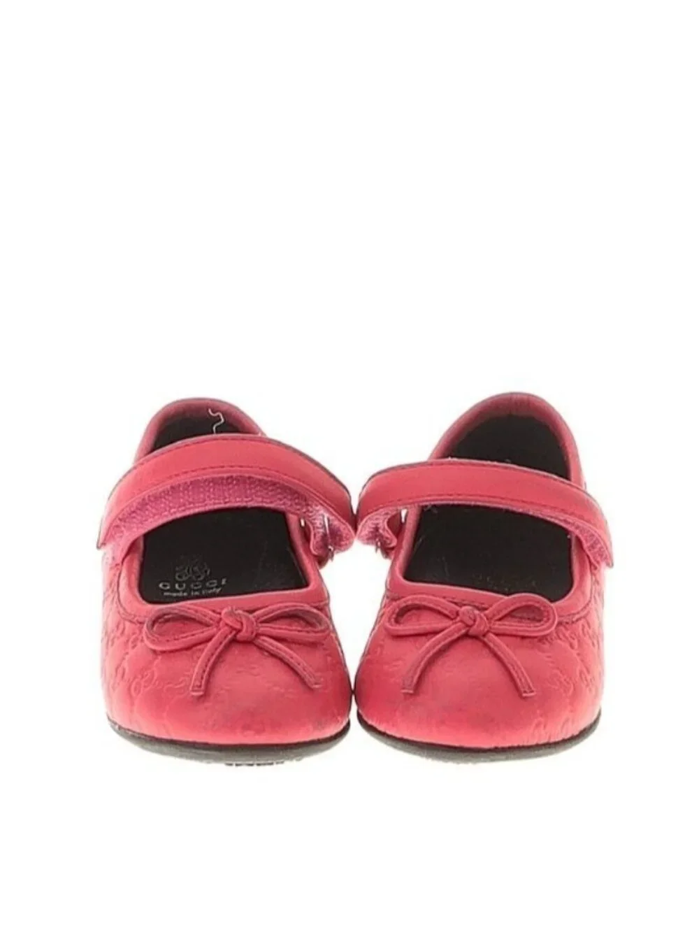 Authentic Gucci Baby Girls Red Microguccissima Leather Mary Jane Flats Size 20 E